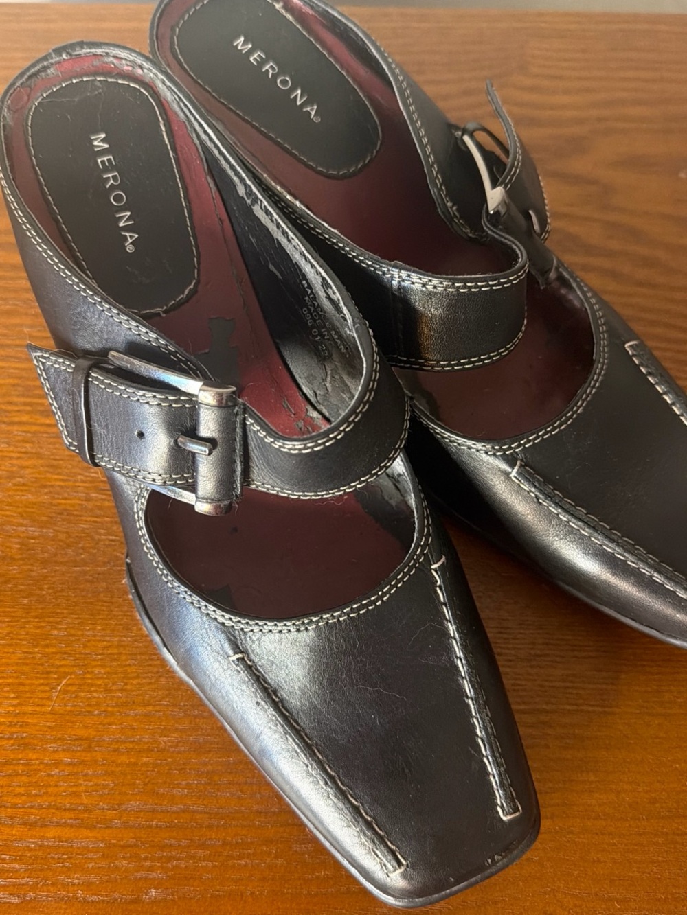 Merona Black Leather Buckle Slip-On Loafers